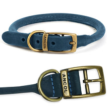 Load image into Gallery viewer, Blue Leather Dog Roll Collar
