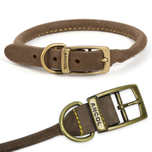 Load image into Gallery viewer, Brown Leather Dog Roll Collar
