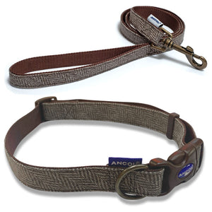 herringbone adjustable dog collar and lead