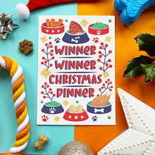 Load image into Gallery viewer, Edible Dog Greeting cards Winner Winner Christmas Dinner
