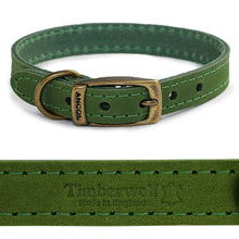 Load image into Gallery viewer, green timberland dog collar made in uk
