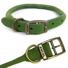 Load image into Gallery viewer, Green Leather Dog Roll Collar
