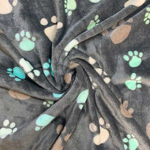 Load image into Gallery viewer, Dark grey extra soft pet blankets with paw design
