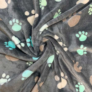 Dark grey extra soft pet blankets with paw design