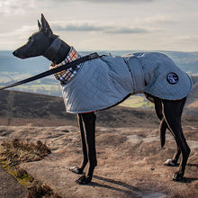 Load image into Gallery viewer, grey/cream-check whippet greyound dog coats
