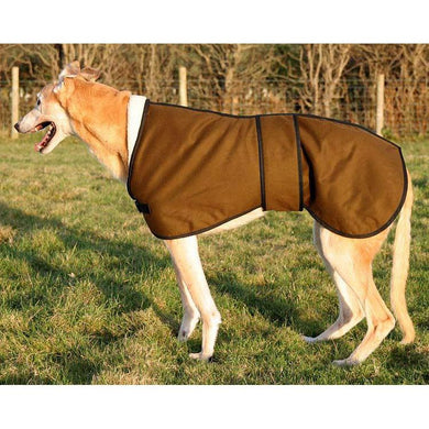 Country persuites, Sandstone greyhound jacket in wax material from the side view