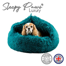 Load image into Gallery viewer, dog cove beds. super plush and cosy teal
