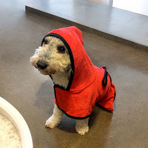 towelling robe for dogs red