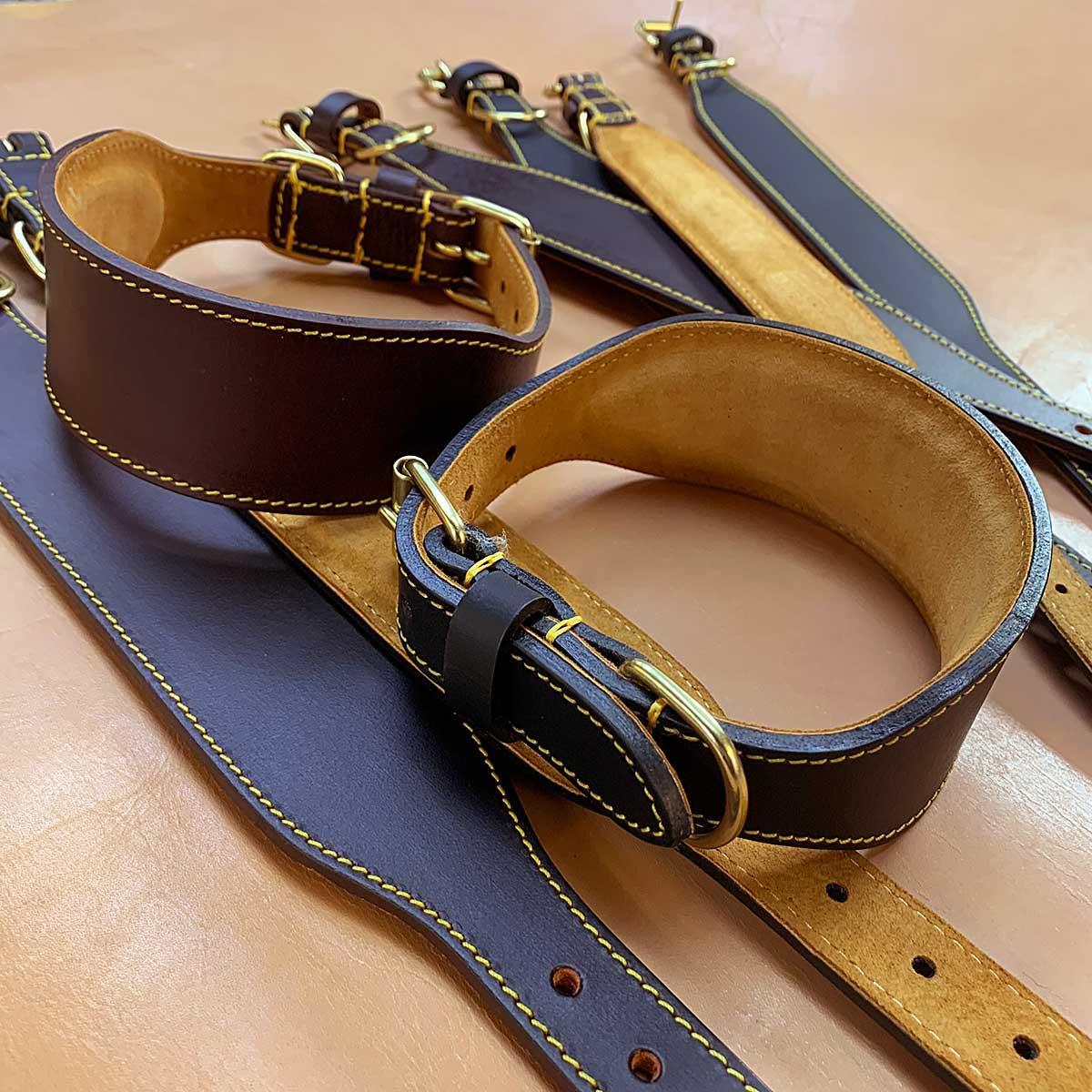 Heritage-&-Hound Fishtail Premium Padded Sighthound Leather Collars