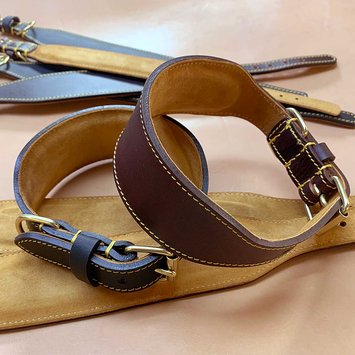 Heritage-&-Hound Fishtail Premium Padded Sighthound Leather Collars