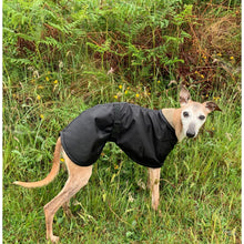 Load image into Gallery viewer, sighthound coat for summer warm weather. lightweight black whippet coat
