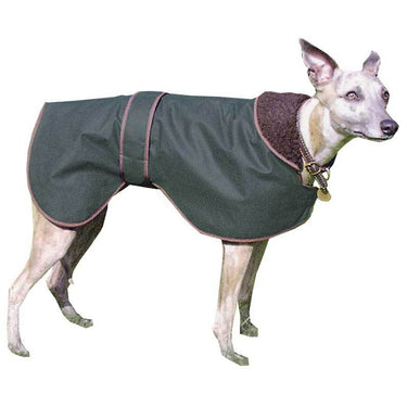 Wax Greyhound Coats Wax Whippet Green with Cotton Lining
