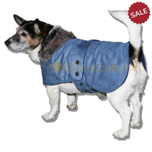 Load image into Gallery viewer, Blue suede dog coat jack russell pekingese westie etc | DryDogs dog coats
