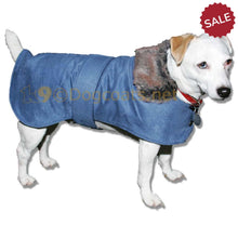Load image into Gallery viewer, Dog-coat-with-fur-colar-blue-or-brown | DryDogs.co.uk
