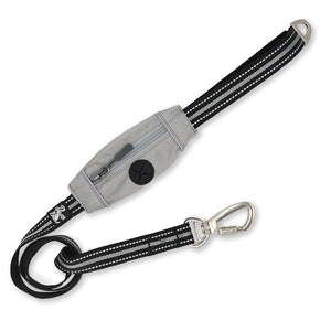 Grey dog lead with built in poo bag and reflective detailing