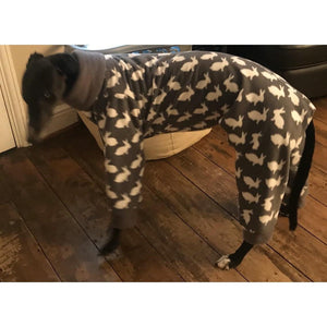 whippet house coat. fleece dog coat with legs. Ideal Christmas present