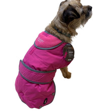 Load image into Gallery viewer, pink dog coat which can be worn over a harness
