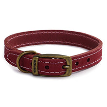 Load image into Gallery viewer, Raspberry red real leather British made dog collar
