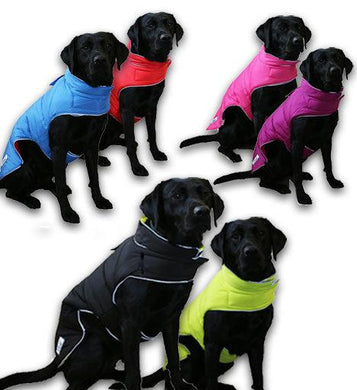 Dog Coat - reversible with harness hole and leg straps