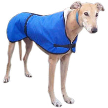 Load image into Gallery viewer, waterproof greyhound coats uk. fleece lined for warmth. windproof with adjustable fasteners
