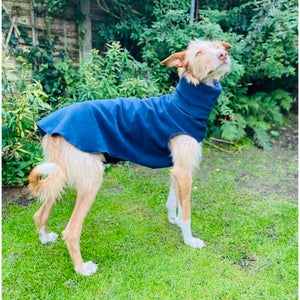 Navy blue fleece whippet - greyhound pyjamas without legs