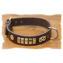 Load image into Gallery viewer, Brown traditional staffordshire staffie staff bull terrier collars in leather 
