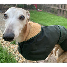 Load image into Gallery viewer, a lovely sighthound wax hunter green jacket. perfect as a winter coat or for country pursuits
