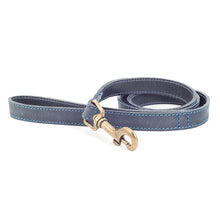 Load image into Gallery viewer, Real leather blue dog lead. Made in the UK. 1m in length / long
