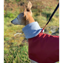 Load image into Gallery viewer, greyhound and whippet coats with snood hook. Perfect for winter. with hole in neck for lead
