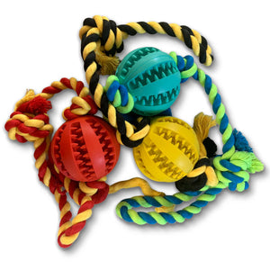 Molar ball on rope dog toy 7cm