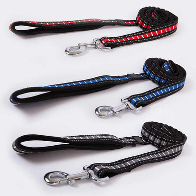 Long leads with shock absorbing elastic section, Red, Blue, Grey, Hi vis 