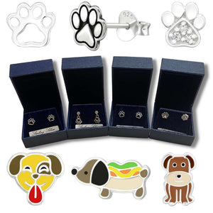 wide selection of dog paw earrings. perfect gift for dog lovers