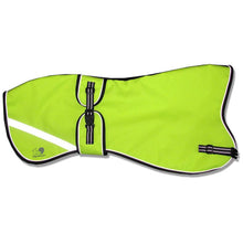 Load image into Gallery viewer, hi-vis yellow greyhound coat with reflective strips
