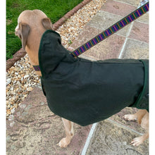 Load image into Gallery viewer, waxed whippet coat with hole for the lead when the collar is forwards

