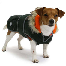 Load image into Gallery viewer, Parka Dog Coat with Orange lining and harness hole
