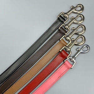 coloured leather dog leads pink black tan red and black leather with suede backing quality