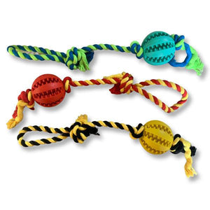 Boredom buster dog toy on rope