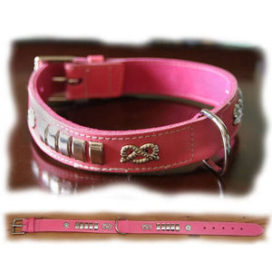 Pink leather staffy collar