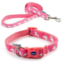 Load image into Gallery viewer, pink unicorn fashion dog collar and lead sets in nylon
