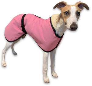 Baby Pink whippet coat with fleece lining. microfibre