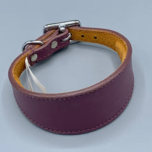 Load image into Gallery viewer, purple leather greyhound collar, sighthounds, whippet leather collars
