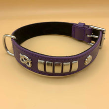 Load image into Gallery viewer, Purple Staffy / Staffordshire bull terrier collar. Leather with nickel fittings

