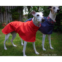 Load image into Gallery viewer, cotton lined greyhound and whippet coats for summer or warm wet weather uk
