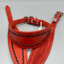 Load image into Gallery viewer, Red stitched, leather Italian greyhound collar, padded for comfort
