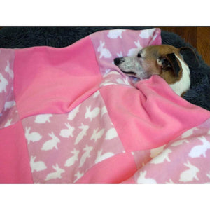 Pink rabbit design double fleece luxury pet throw matching our dog coats material