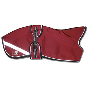 wine maroon oxblood whippet coat with reflective