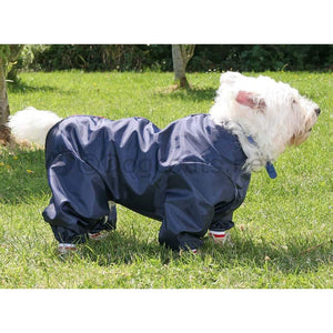 small westie mud suit for dog with legs and zip along the back