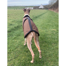 Load image into Gallery viewer, waxed whippet coat in sandstone barbour wax fabric with fleece lining
