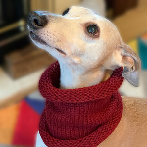 burgundy whippet neck snood for cold weather