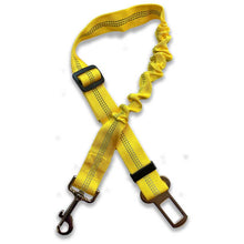 Load image into Gallery viewer, Yellow dog leash to car seatbelt fastener.
